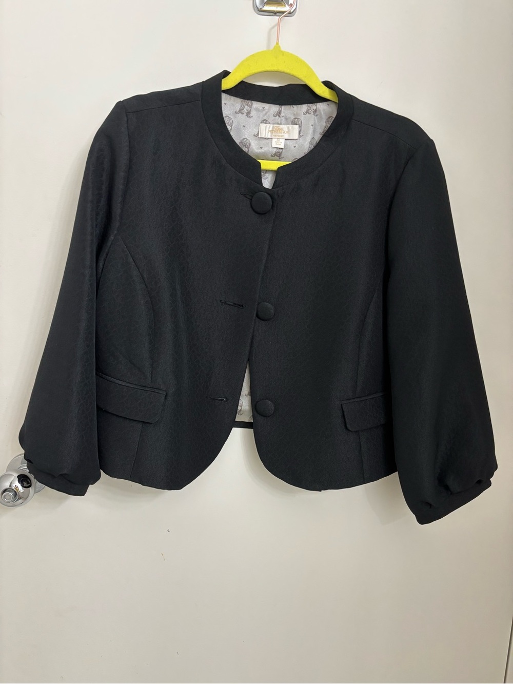 Erin Fetherston for Target textured cropped puff-sleeve jacket with bow pin